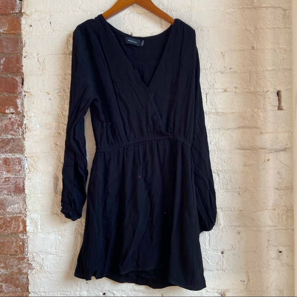 Minkpink Black Long Sleeve Mini Dress